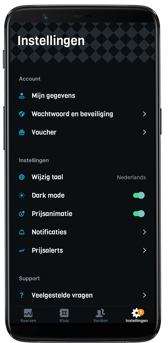 BLOX app instellingen